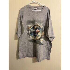 Vintage Pittsburgh Steelers Logo Breakthrough T Shirt Men's Size XXL‎ 90s Grey